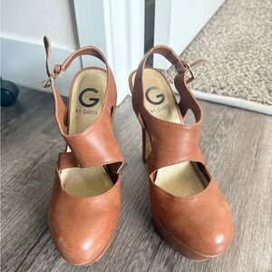 G by Guess Women's Tan Platform Heels